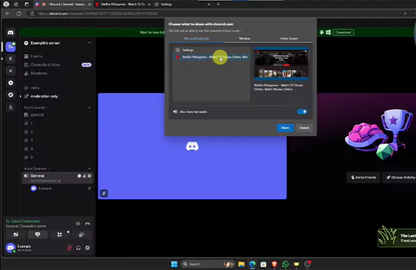 Now you can share the Netflix window