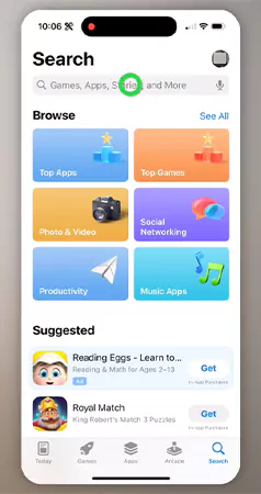 Open App store and click on the search bar