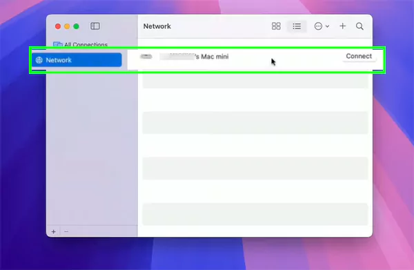 Open network options and select the device