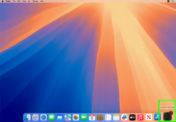 Open the MacBook and go to the settings
