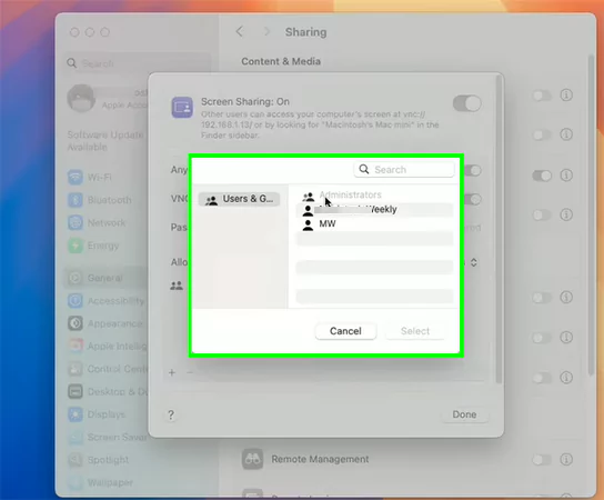 Select the name of the pairing devices