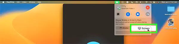 Select the screen option