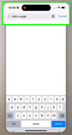 Type data usage in the search bar