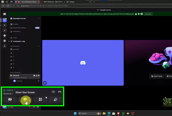 click on the Share Your Screen option