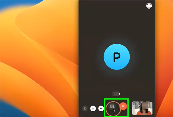 click on this share screen option
