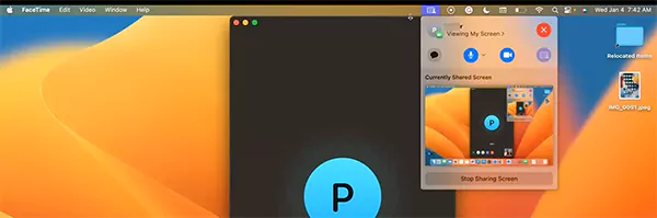 screen sharing has been started