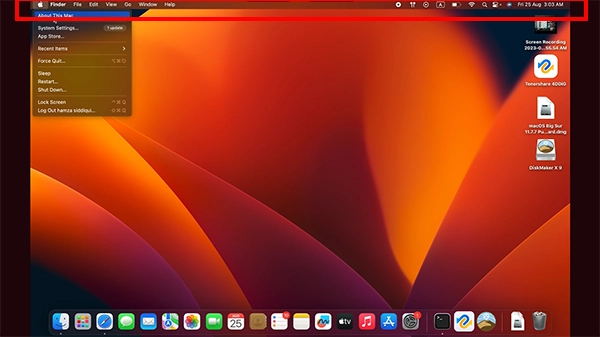 Click on Apple Logo