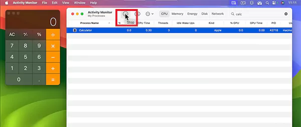 Click on the stop option