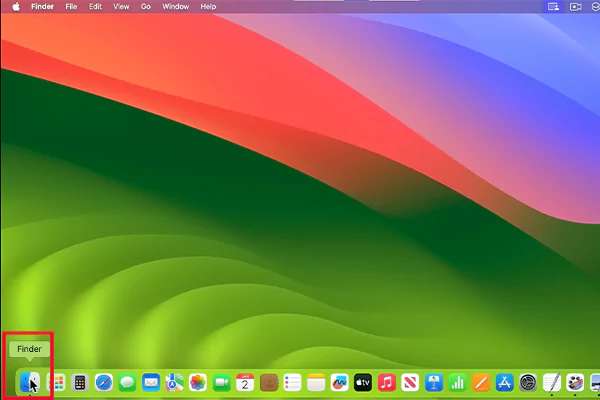 Put the cursor on Finder