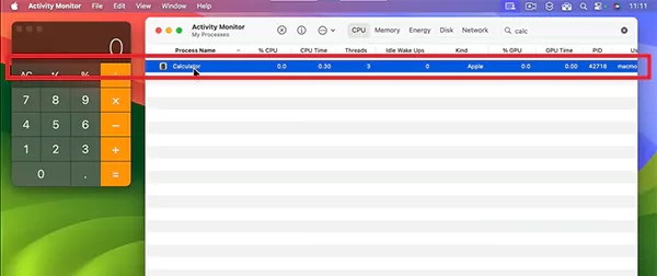 Select the running applications