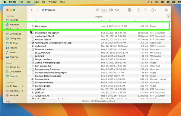 Click on the top range of your file