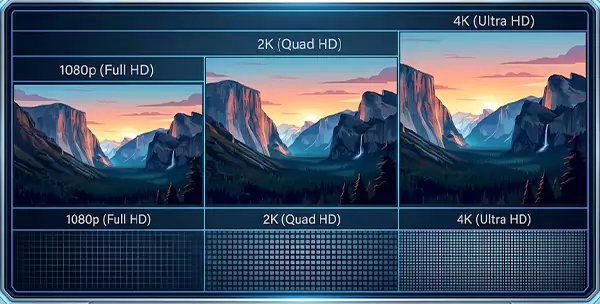 Major Differences in 2K 4K and 1080p
