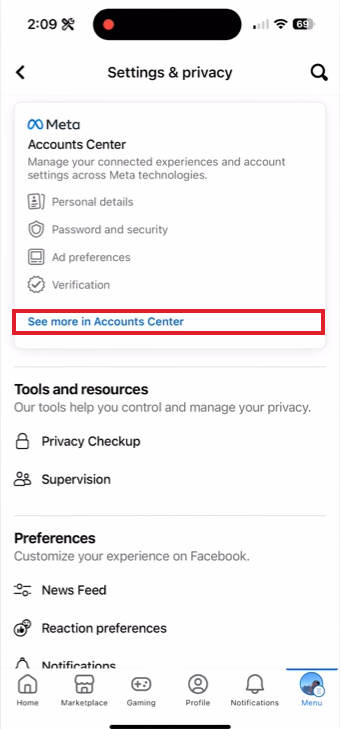 See more in Account Center