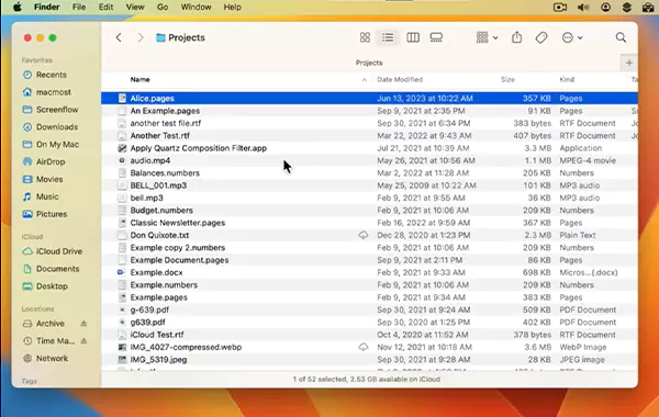 Select the file