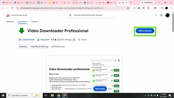 click on Add to Chrome