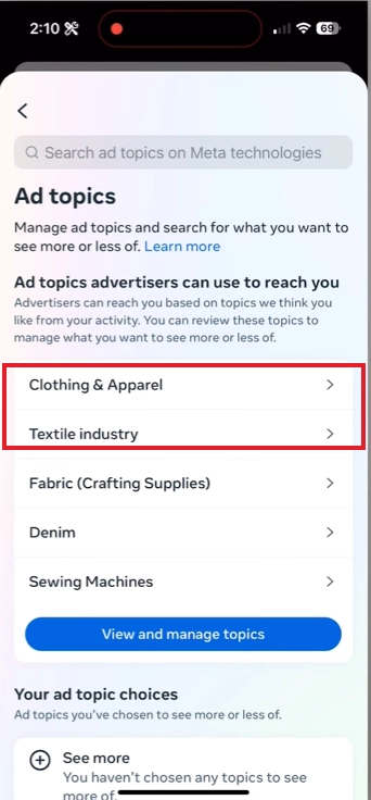 select the category