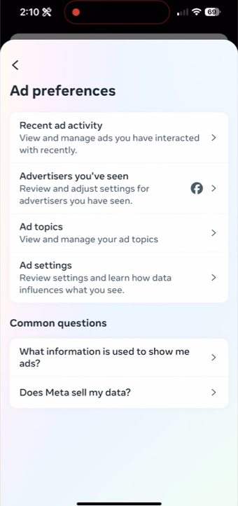 tap on Ad preferences