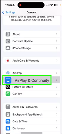 Click on AirPlay and Continuity