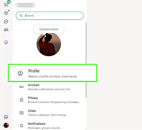 Click on profile