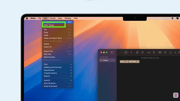 Click on Redo Typing&nbsp;