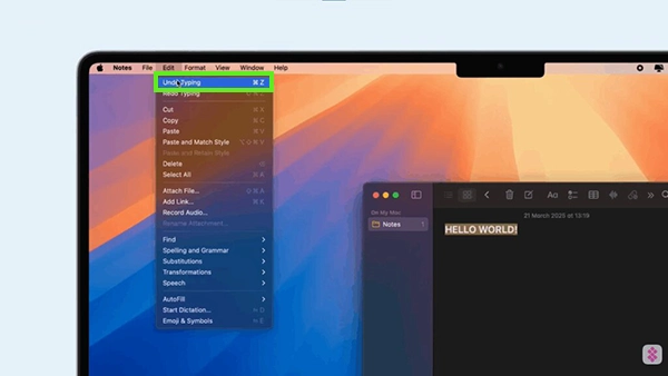Click on Undo Typing