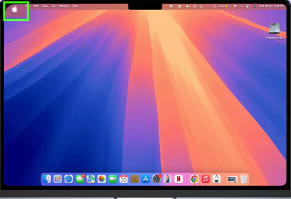 Click on the Apple logo