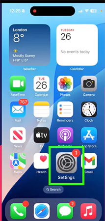 Click on the device settings