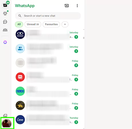 Click on the profile picture on the bottom left