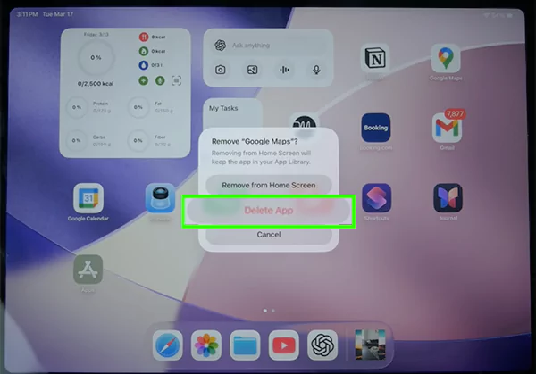 Tap on Delete app