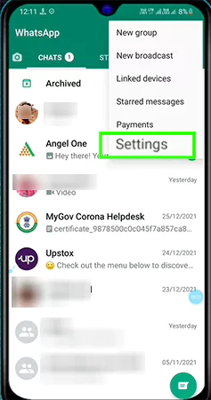 Tap on Settings
