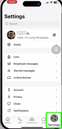 Tap on the settings