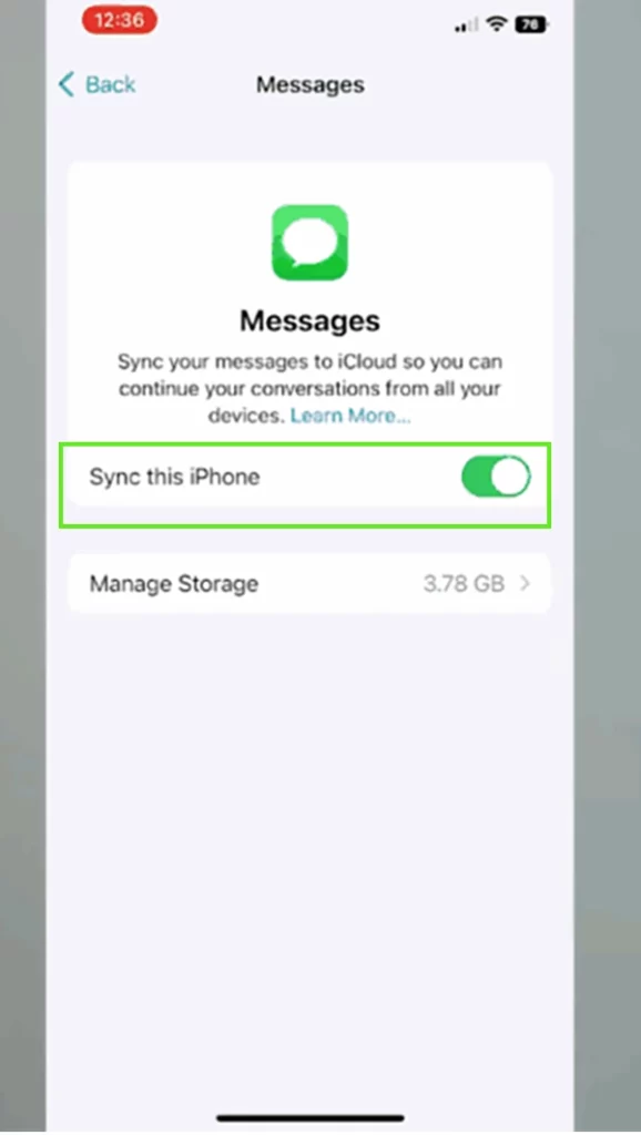 Turn off the “Sync this iPhone”