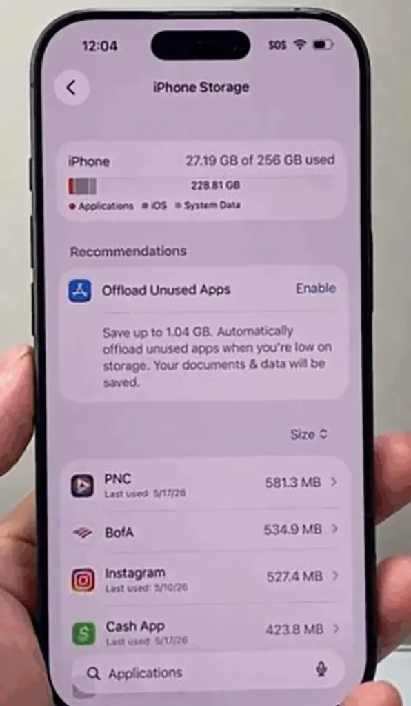check all the storage device details.