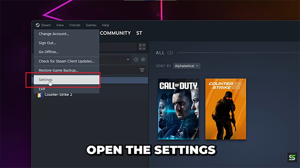 click on setting