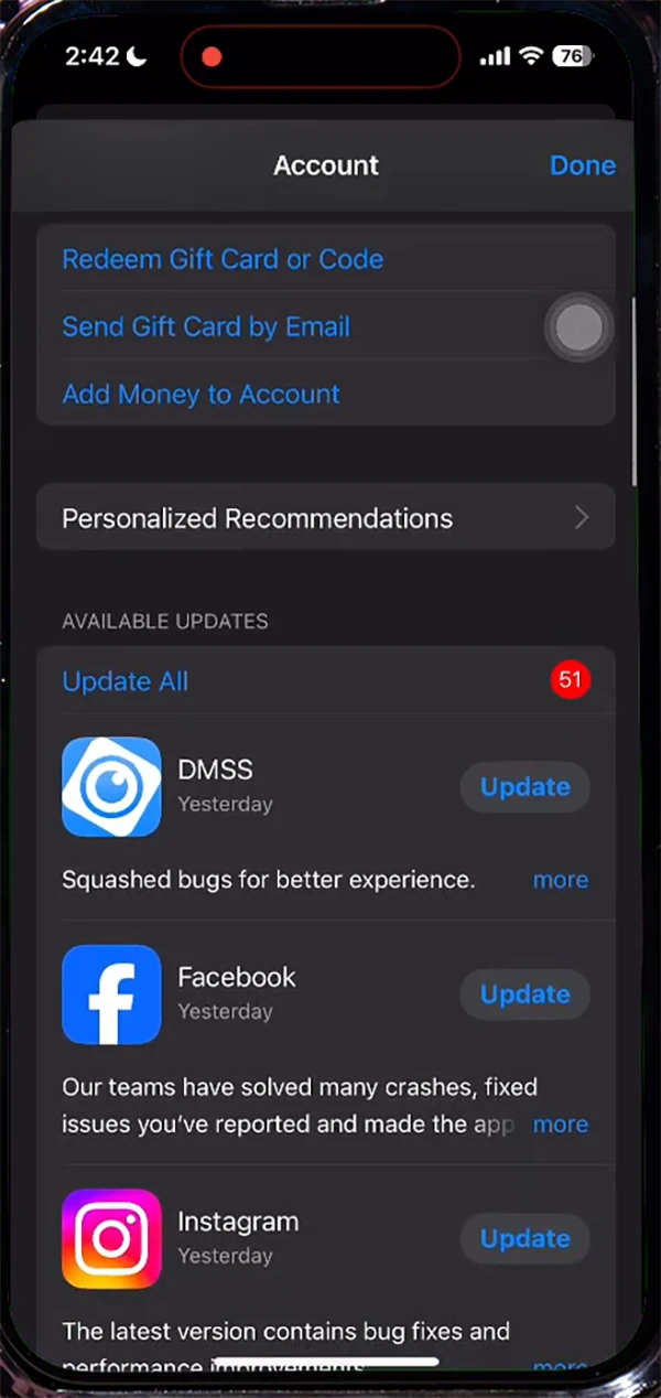 Available updates