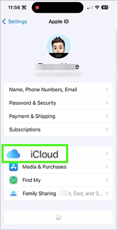 Open your iCloud account