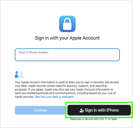 Sign in to the Apple Privacy website with your Apple ID