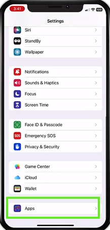 Tap on Apps