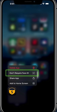 Tap on Don't Require Face ID in the pop-up menu