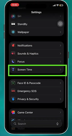 Tap on Screen Time&nbsp;