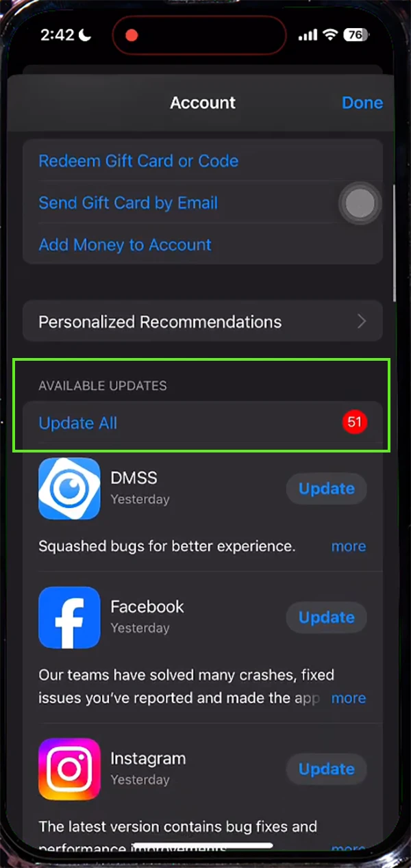 Tap on Update All