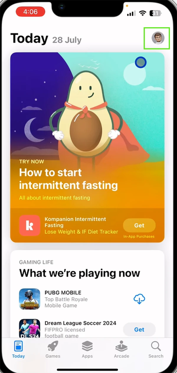 Tap on the profile