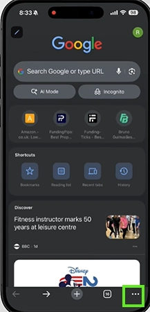Tap on the three dots in the bottom right corner