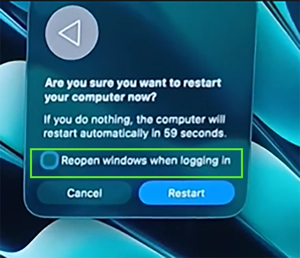 Uncheck “Reopen windows when logging in”&nbsp;