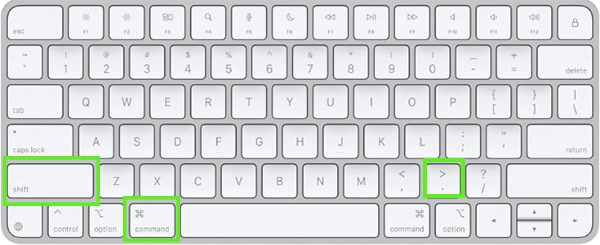 Using keyboard combination&nbsp;