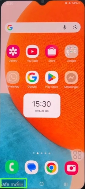 Check the Safe Mode logo in the bottom-left corner.