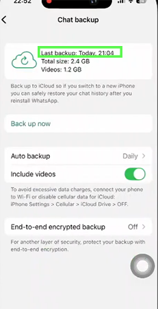 Check the last backup date