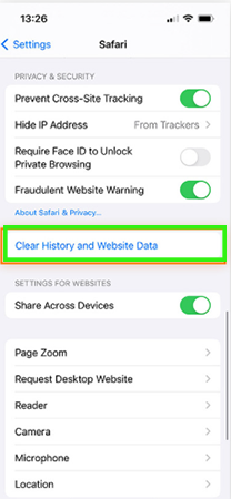 Clear history and web data.