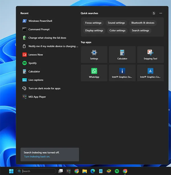 Click Windows + S to open the search bar.