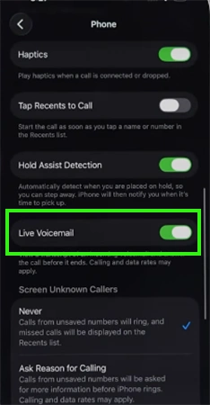 Find Live Voicemail